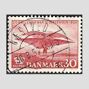 FRIM�RKER DANMARK | 1956 - AFA 366 - Ellehammer - 30 �re r�d - Pragt Stemplet