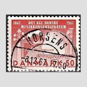 FRIM�RKER DANMARK | 1967 - AFA 452 - Dansk Musikkonservatorium 100 �r - 50 �re karmin - Pragt Stemplet