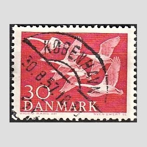 FRIM�RKER DANMARK | 1956 - AFA 367 - Nordens svaner - 30 �re r�d - Pragt Stemplet