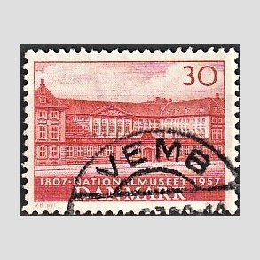 FRIM�RKER DANMARK | 1957 - AFA 370 - Nationalmuseets 150 �r - 30 �re r�d - Pragt Stemplet