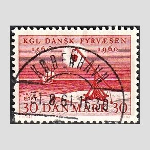 FRIM�RKER DANMARK | 1960 - AFA 386 - Fyr & Vagerv�snet 400 �r - 30 �re r�d - Pragt Stemplet