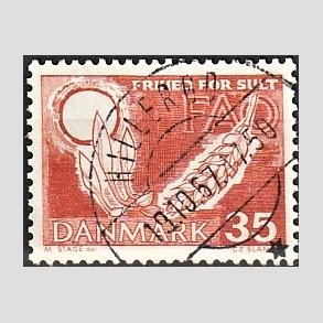 FRIM�RKER DANMARK | 1963 - AFA 412 - FAO anti-hunger - 35 �re brunr�d - Lux Stemplet