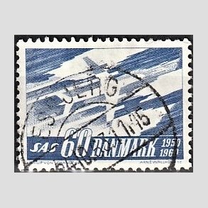 FRIM�RKER DANMARK | 1961 - AFA 391 - SAS 10 �rs jubil�um - 60 �re bl� - Lux Stemplet