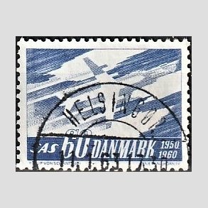 FRIM�RKER DANMARK | 1961 - AFA 391 - SAS 10 �rs jubil�um - 60 �re bl� - Lux Stemplet Helsing�r