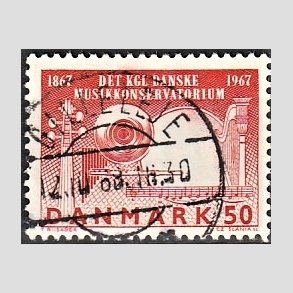 FRIM�RKER DANMARK | 1967 - AFA 452 - Dansk Musikkonservatorium 100 �r - 50 �re karmin - Pragt Stemplet