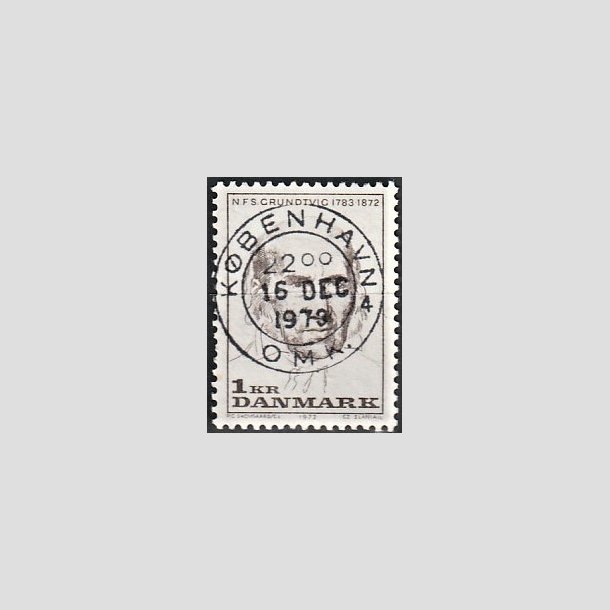 FRIMRKER DANMARK | 1972 - AFA 524 - N. F. S. Grundtvig - 1 Kr. lysbrun - Pragt Stemplet