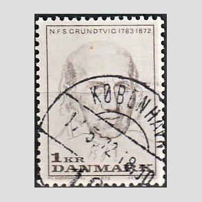 FRIM�RKER DANMARK | 1972 - AFA 524 - N. F. S. Grundtvig - 1 Kr. lysbrun - Lux Stemplet