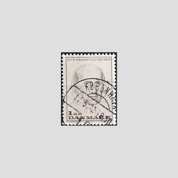 FRIMRKER DANMARK | 1972 - AFA 524 - N. F. S. Grundtvig - 1 Kr. lysbrun - Lux Stemplet