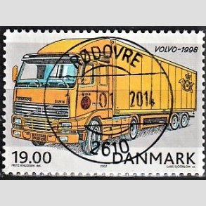 FRIM�RKER DANMARK | 2002 - AFA 1324 - Postk�ret�jer - 19,00 Kr. flerfarvet - Pragt Stemplet
