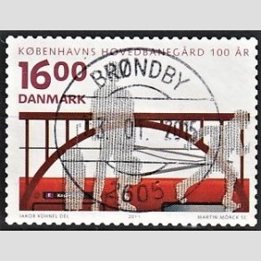 FRIM�RKER DANMARK | 2011 - AFA 1678 - KBH Hovedbaneg�rd 100 �r - 16,00 Kr. flerfarvet - Pragt Stemplet