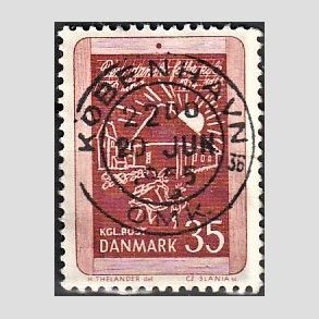 FRIM�RKER DANMARK | 1964 - AFA 423 - Skolev�snet 150 �r - 35 �re r�dbrun - Pragt Stemplet 