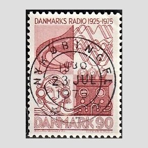 FRIM�RKER DANMARK | 1975 - AFA 583 - Danmarks Radio 50 �r - 90 �re r�d - Pragt Stemplet