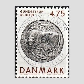 FRIM�RKER DANMARK | 1992 - AFA 1009 - Nationalmuseets samlinger - 4,75 Kr. r�d/sort - Lux Stemplet