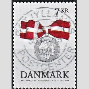 FRIM�RKER DANMARK | 2015 - AFA 1814 - Danske ordener - 7,00 Kr. flerfarvet - Pragt Stemplet