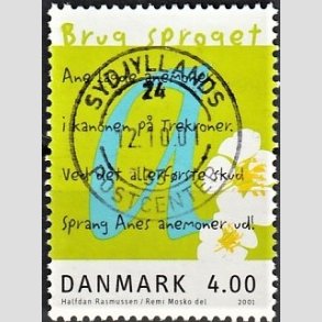FRIMRKER DANMARK | 2001 - AFA 1281 - Brug sproget - 4,00 Kr. flerfarvet - Pragt Stemplet