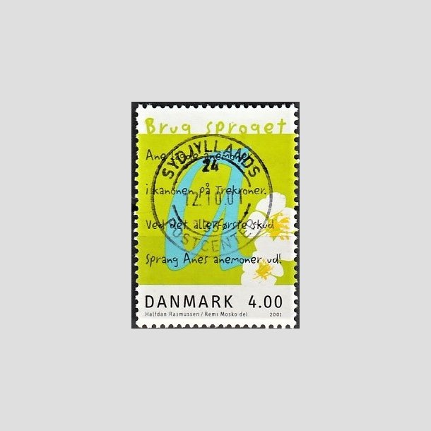 FRIMRKER DANMARK | 2001 - AFA 1281 - Brug sproget - 4,00 Kr. flerfarvet - Pragt Stemplet