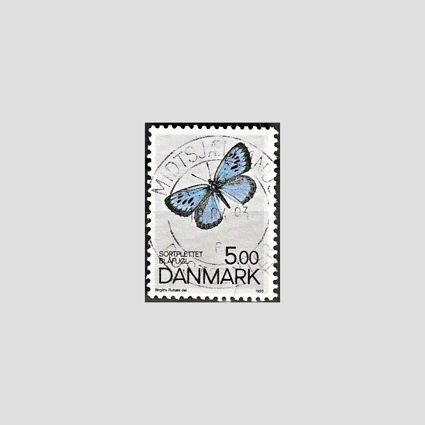 FRIMRKER DANMARK | 1993 - AFA 1038 - Danske sommerfugle - 5,00 Kr. flerfarvet - Pragt Stemplet