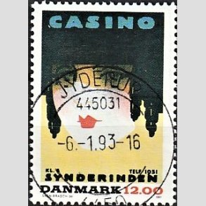 FRIM�RKER DANMARK | 1991 - AFA 1002 - Dansk Plakatkunst - 12,00 Kr. flerfarvet - Pragt Stemplet Jyderup