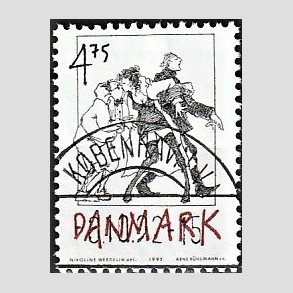 FRIM�RKER DANMARK | 1992 - AFA 1030 - Danske tegneseriefigurer - 4,75 Kr. sort/r�d - Pragt Stemplet