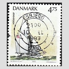 FRIM�RKER DANMARK | 1993 - AFA 1046 - Sejlskibe - 4,75 Kr. flerfarvet - Pragt Stemplet Esbjerg