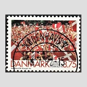 FRIM�RKER DANMARK | 1992 - AFA 1024 - Europamestre i fodbold 1992 - 3,75 Kr. flerfarvet - Pragt Stemplet K�benhavn