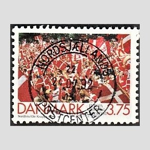 FRIM�RKER DANMARK | 1992 - AFA 1024 - Europamestre i fodbold 1992 - 3,75 Kr. flerfarvet - Pragt Stemplet