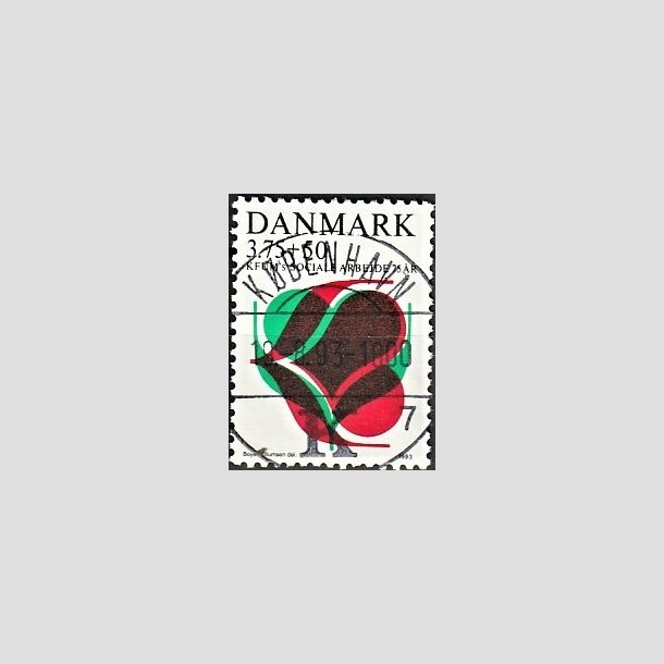 FRIMRKER DANMARK | 1993 - AFA 1052 - KFUM 75 r. - 3,75 Kr. + 50 re rd/grn/sort - Pragt Stemplet