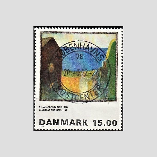 FRIMRKER DANMARK | 1995 - AFA 1100 - Niels Lergaard - 15,00 Kr. flerfarvet - Pragt Stemplet