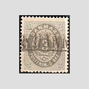 FRIM�RKER DANMARK | 1875 - AFA 22a - 3 �re ultramarin/gr� - Stemplet