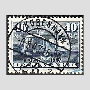 FRIMRKER DANMARK | 1947 - AFA 304 - Danske jernbaner 100 r - 40 re bl - Pragt Stemplet Kbenhavn