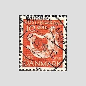 FRIM�RKER DANMARK | 1935 - AFA 225 - H. C. Andersen 10 �re orange - Pragt Stemplet Nordby