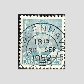 FRIMRKER DANMARK | 1952-53 - AFA 336 - Fr. IX 25 re lysbl - Lux Stemplet
