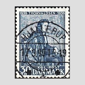 FRIM�RKER DANMARK | 1938 - AFA 251 - Thorvaldsen 30 �re bl� - Lux Stemplet