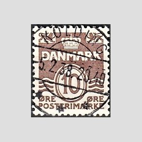 FRIM�RKER DANMARK | 1937-38 - AFA 235 - B�lgelinie 10 �re brun - Lux Stemplet
