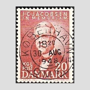 FRIM�RKER DANMARK | 1947 - AFA 305 - I. C. Jacobsen - 20 �re brunr�d - Pragt Stemplet K�benhavn