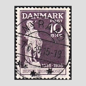 FRIM�RKER DANMARK | 1938 - AFA 250 - Thorvaldsen 10 �re violet - Lux Stemplet