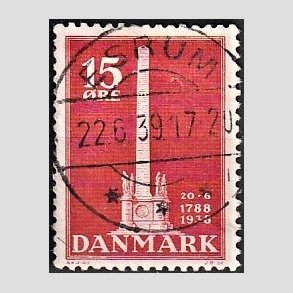 FRIM�RKER DANMARK | 1938 - AFA 244 - Stavnsb�ndet 15 �re r�d - Lux Stemplet Esrum