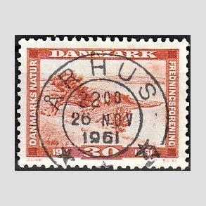 FRIM�RKER DANMARK | 1961 - AFA 392 - Naturfredningsforening 50 �r. - 30 �re brunr�d - Pragt Stemplet