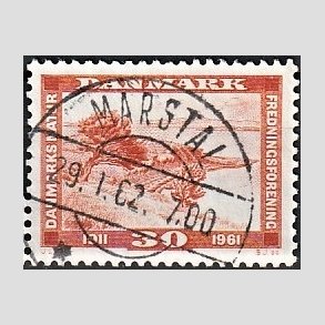 FRIM�RKER DANMARK | 1961 - AFA 392 - Naturfredningsforening 50 �r. - 30 �re brunr�d - Pragt Stemplet Marstal