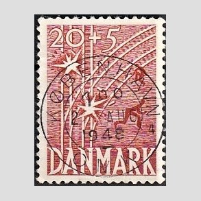 FRIM�RKER DANMARK | 1947 - AFA 300 - Modstandsbev�gelsen - 20 + 5 �re r�d - Pragt Stemplet