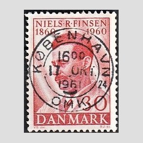 FRIM�RKER DANMARK | 1960 - AFA 387 - Niels R. Finsen - 30 �re r�d - Pragt Stemplet K�benhavn