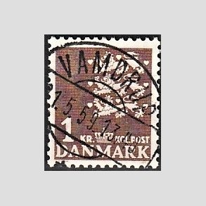 FRIMRKER DANMARK | 1946-47 - AFA 293 - Rigsvben 1,00 Kr. brun - Lux Stemplet