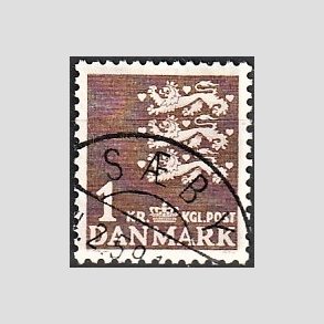 FRIMRKER DANMARK | 1946-47 - AFA 293 - Rigsvben 1,00 Kr. brun - Lux Stemplet