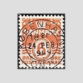 FRIM�RKER DANMARK | 1940 - AFA 254 - B�lgelinie 6 �re orangegul - Lux Stemplet 