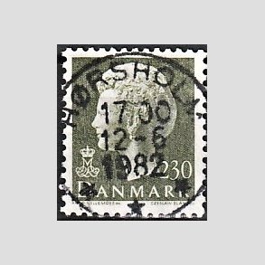 FRIMRKER DANMARK | 1981 - AFA 716 - Dronning Margrethe - 230 re sortgrn - Pragt Stemplet Hrsholm