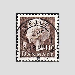 FRIMRKER DANMARK | 1979 - AFA 677 - Dronning Margrethe - 110 re brun - Pragt Stemplet