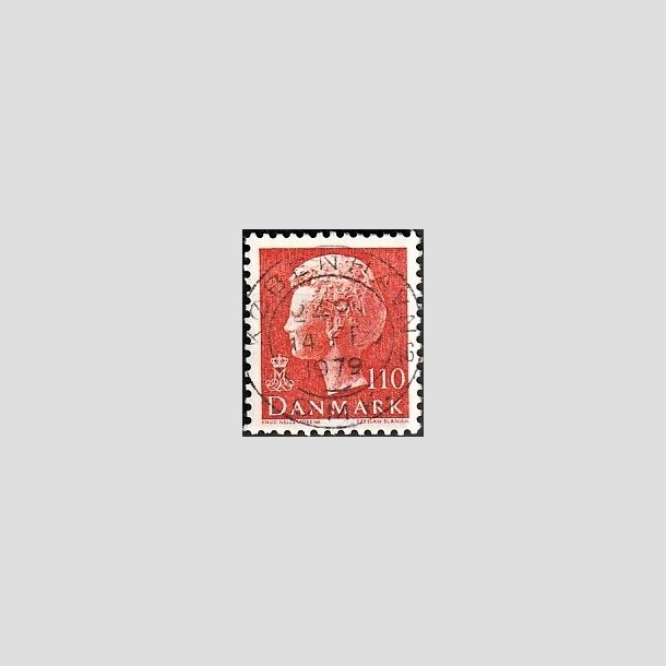 FRIMRKER DANMARK | 1978 - AFA 653 - Dronning Margrethe - 110 re orange - Pragt Stemplet