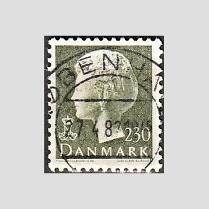 FRIMRKER DANMARK | 1981 - AFA 716 - Dronning Margrethe - 230 re sortgrn - Pragt Stemplet