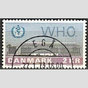 FRIM�RKER DANMARK | 1972 - AFA 533 - W.H.O - 2 Kr. bl�/r�d/gr�n - Lux Stemplet