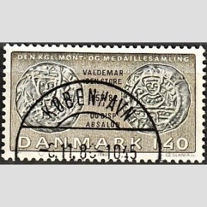 FRIM�RKER DANMARK | 1980 - AFA 709 - Gamle danske m�nter - 1,40 Kr. olivengr�n/sortgr�n - Pragt Stemplet K�benhavn